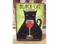 Metal plate alcohol Black Cat wine wine black cat