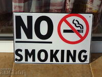 Metal plate inscription No smoking Smoking prohibited cigarettes