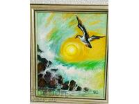 painter! author's painting FLIGHT OVER THE SEA/certificate