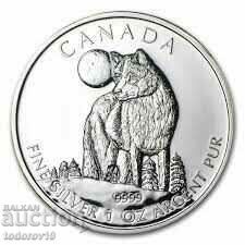 1 oz Сребро Канадски горски вълк 2011