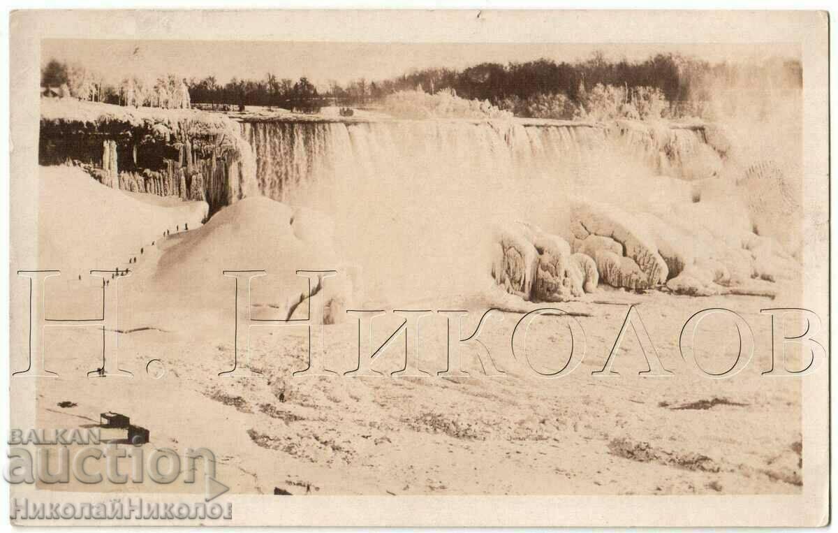1930 OLD PHOTO WINTER NIAGARI WATERFALL NEAR RUSE B486