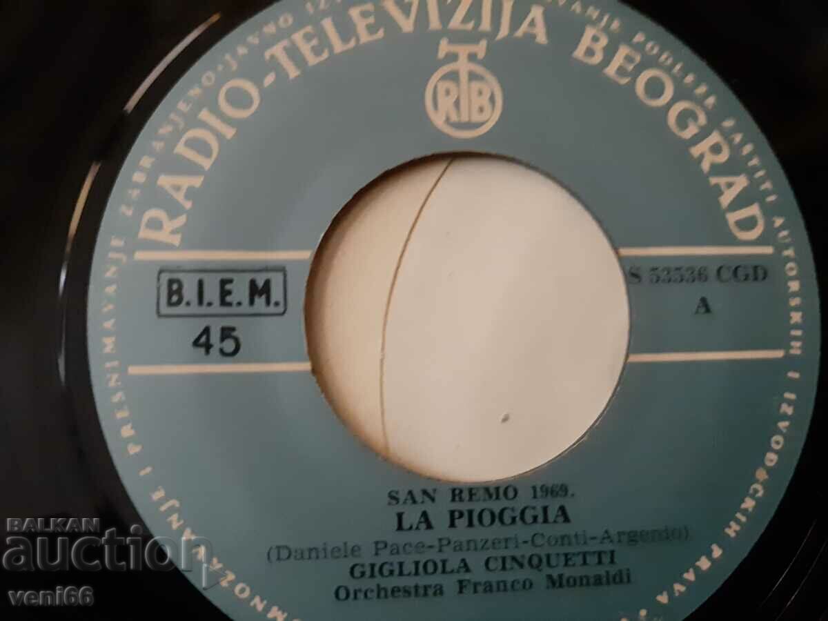 Delivery of Gramophone record - San Remo 1969 Delivery of Gramophone record - San Remo 1969