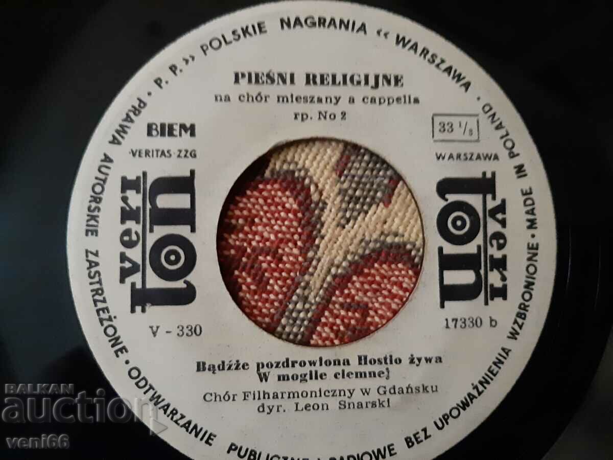 Auction Gramophone record - Religious Polish songs Auction Gramophone record - Religious Polish songs