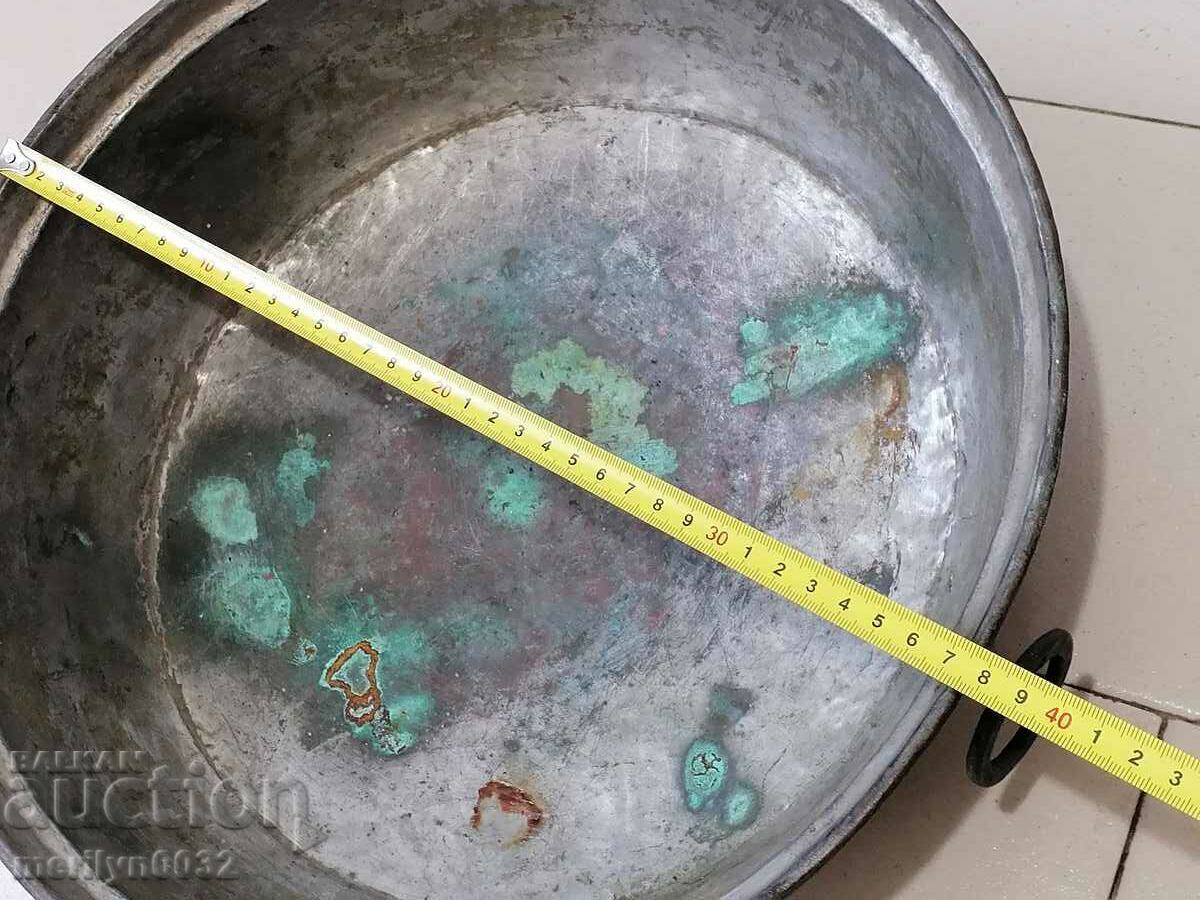 Παλιό χάλκινο τηγάνι για λουτενίτσα, χάλκινο σκεύος, χαλκού - 6
