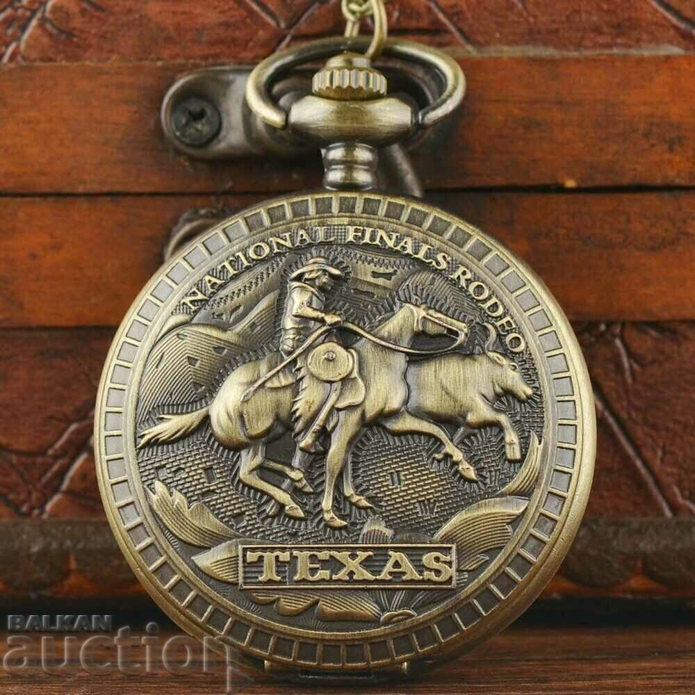 New Pocket Watch Texas Rodeo Bulls Lasso Rider Cowboy