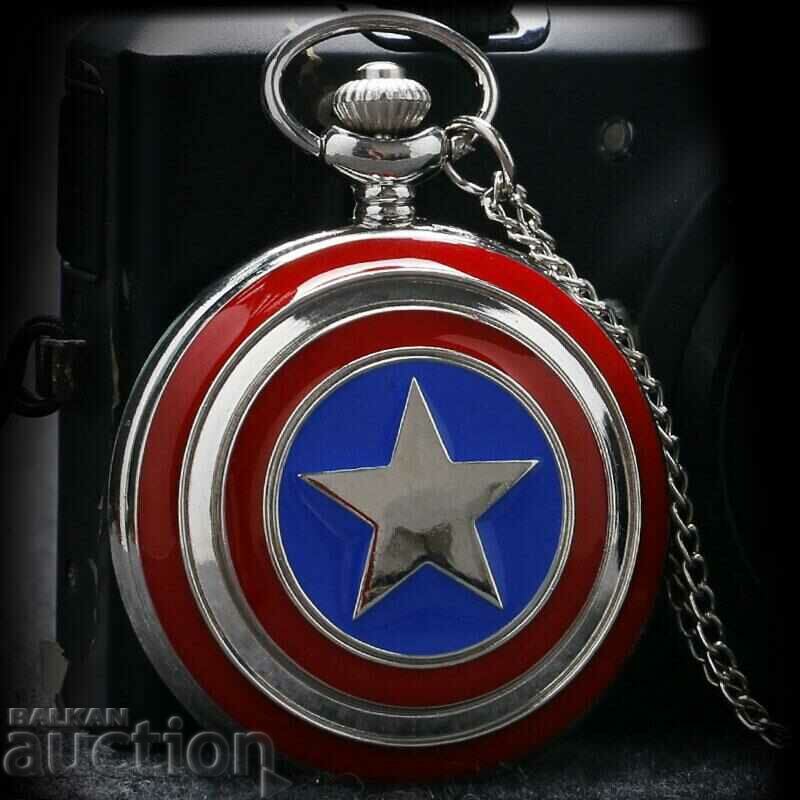 New Pocket Watch Captain America star shield Marvel the hero with price 20.00 BGN | € 10.23