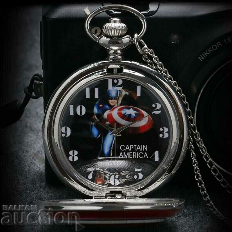 Auction  New Pocket Watch Captain America star shield Marvel the hero