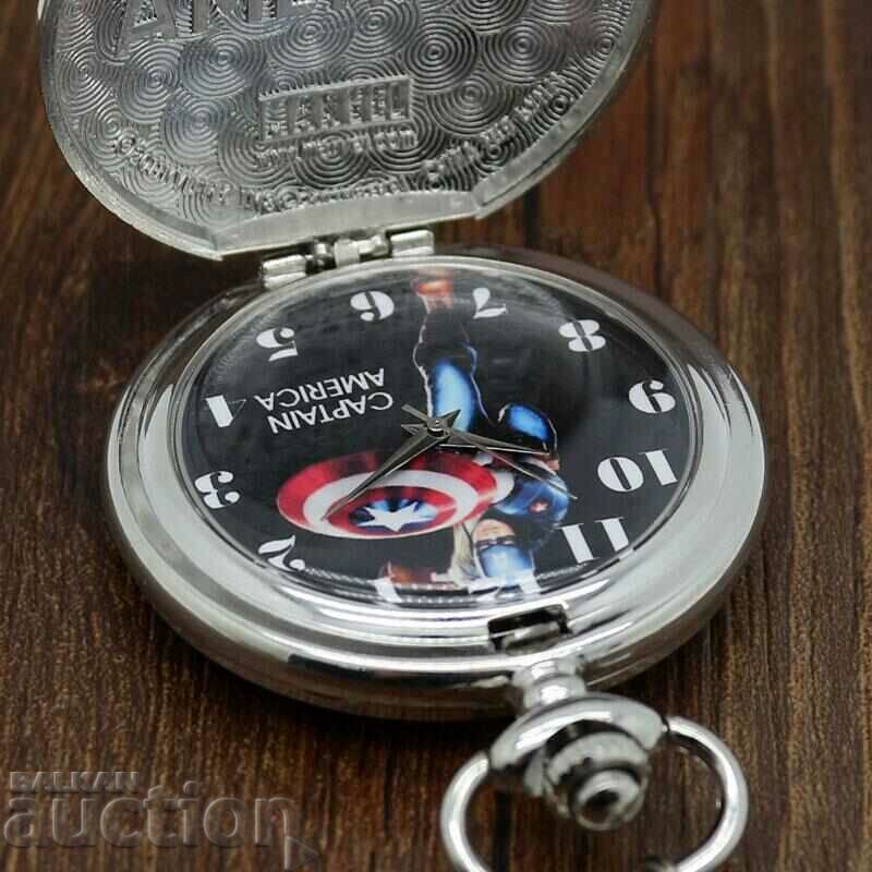 Delivery of New Pocket Watch Captain America star shield Marvel the hero