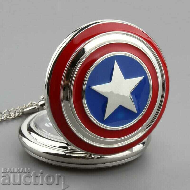 New Pocket Watch Captain America star shield Marvel the hero - 6