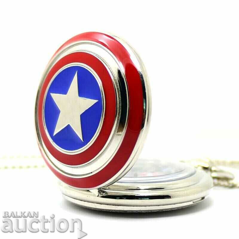 New Pocket Watch Captain America star shield Marvel the hero - 7