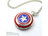 Νέο ρολόι τσέπης Captain America ασπίδα αστέρι Marvel τον ήρωα