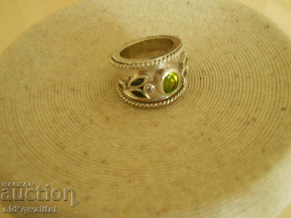 RING, Silver 925 with Sapphires Peridot., designer - 5