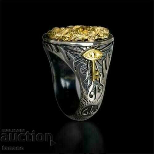 Men's black ring with dragon and topaz with price 25.00 BGN | € 12.78 Men's black ring with dragon and topaz with price 25.00 BGN | € 12.78