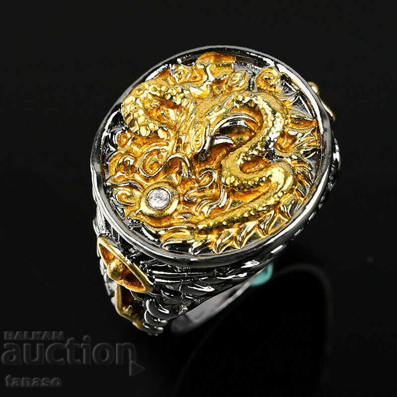 Delivery of Men's black ring with dragon and topaz Delivery of Men's black ring with dragon and topaz