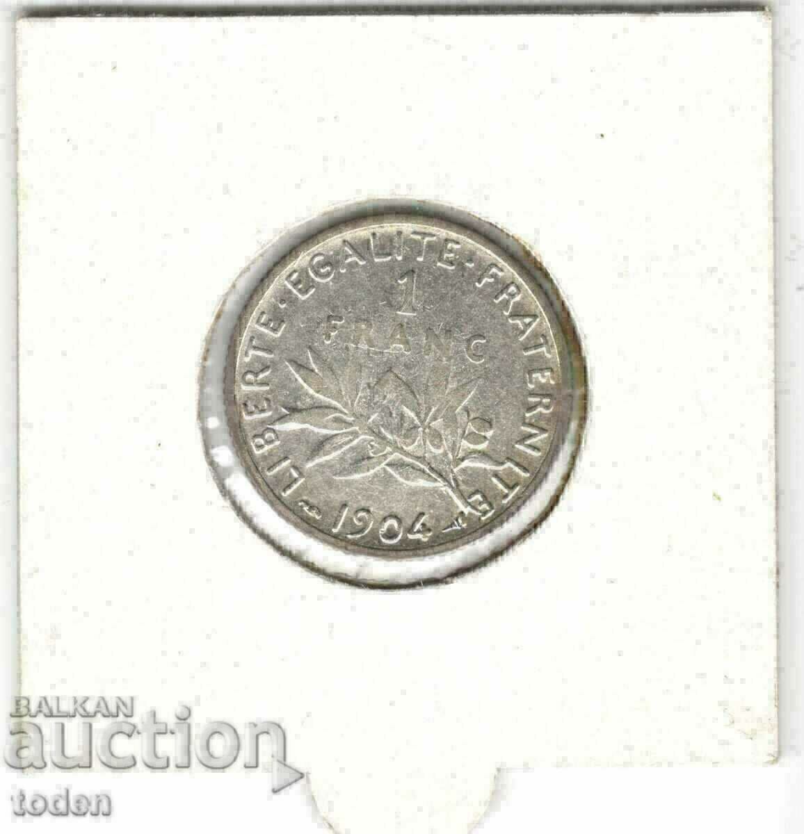 Auction  +France-1 Franc-1904-KM# 844-Silver