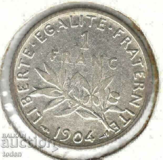 +France-1 Franc-1904-KM# 844-Silver