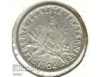 +France-1 Franc-1904-KM# 844-Silver