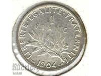 +Franța-1 Franc-1904-KM# 844-Argint