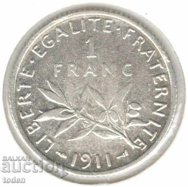 Γαλλία-1 Φράγκο-1911-KM # 844-Ασημί
