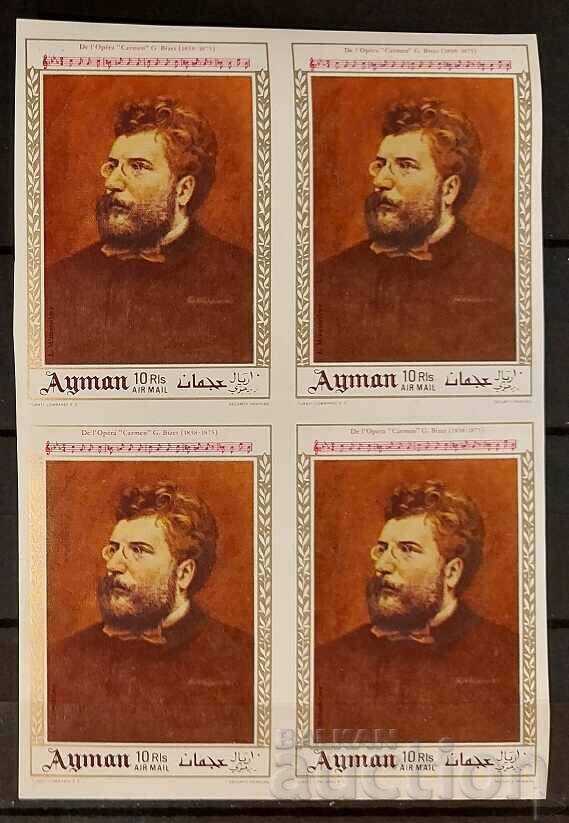 Ajman 1969 Personalities / Composers / Music Unperforated MNH