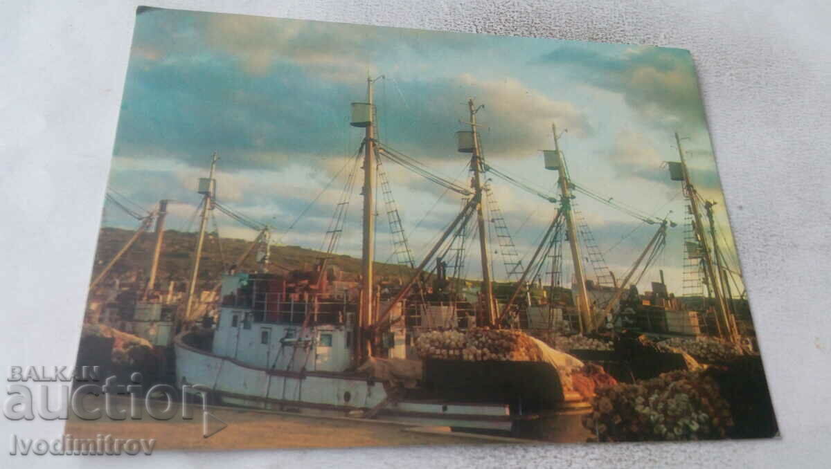 Postcard Sozopol Port 1977
