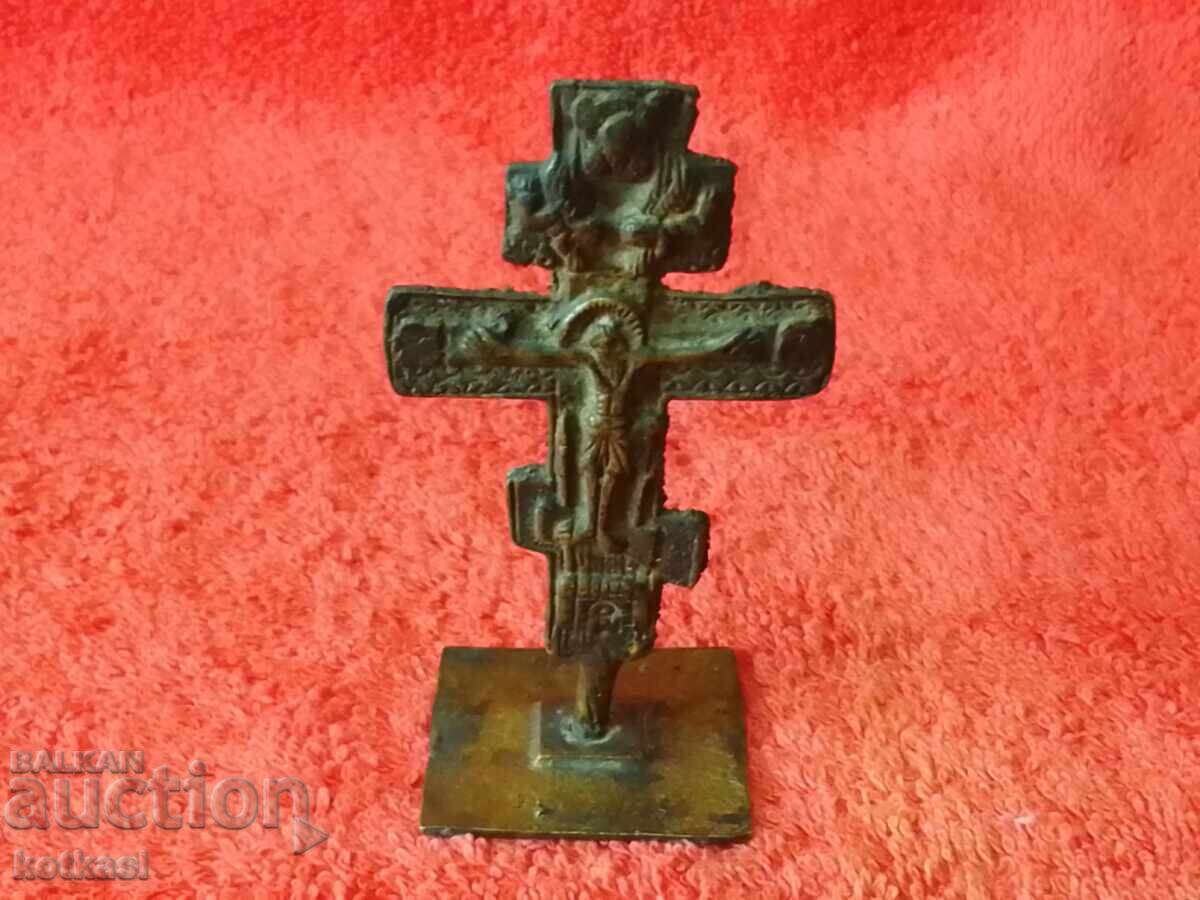 Old metal bronze Prosfor seal for bread religion Christians - 6