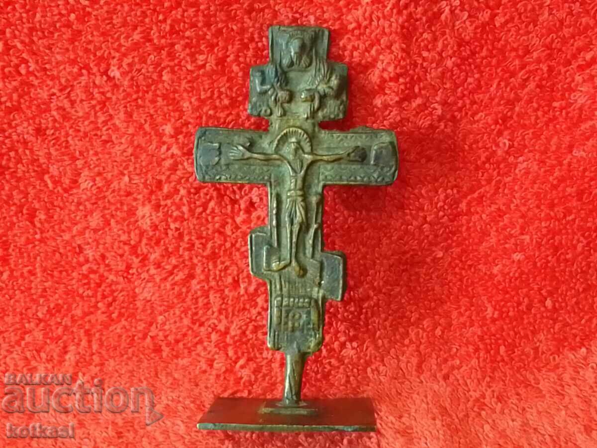 Old metal bronze Prosfor seal for bread religion Christians