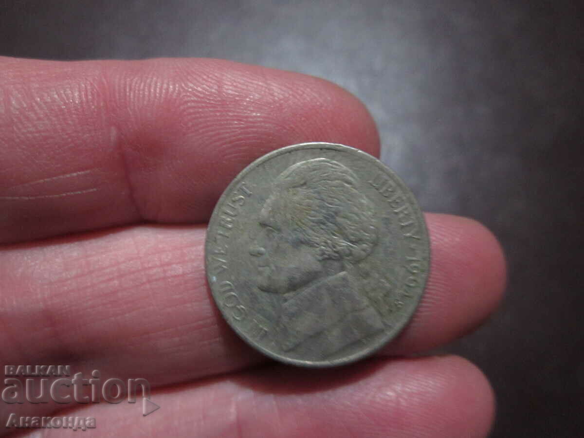 1994 год САЩ - 5 цента буква - Р