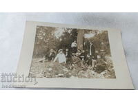Photo Veliko Tarnovo Young men and women on the meadow 1930