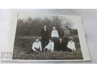 Photo Veliko Tarnovo Young men and women on the meadow 1927