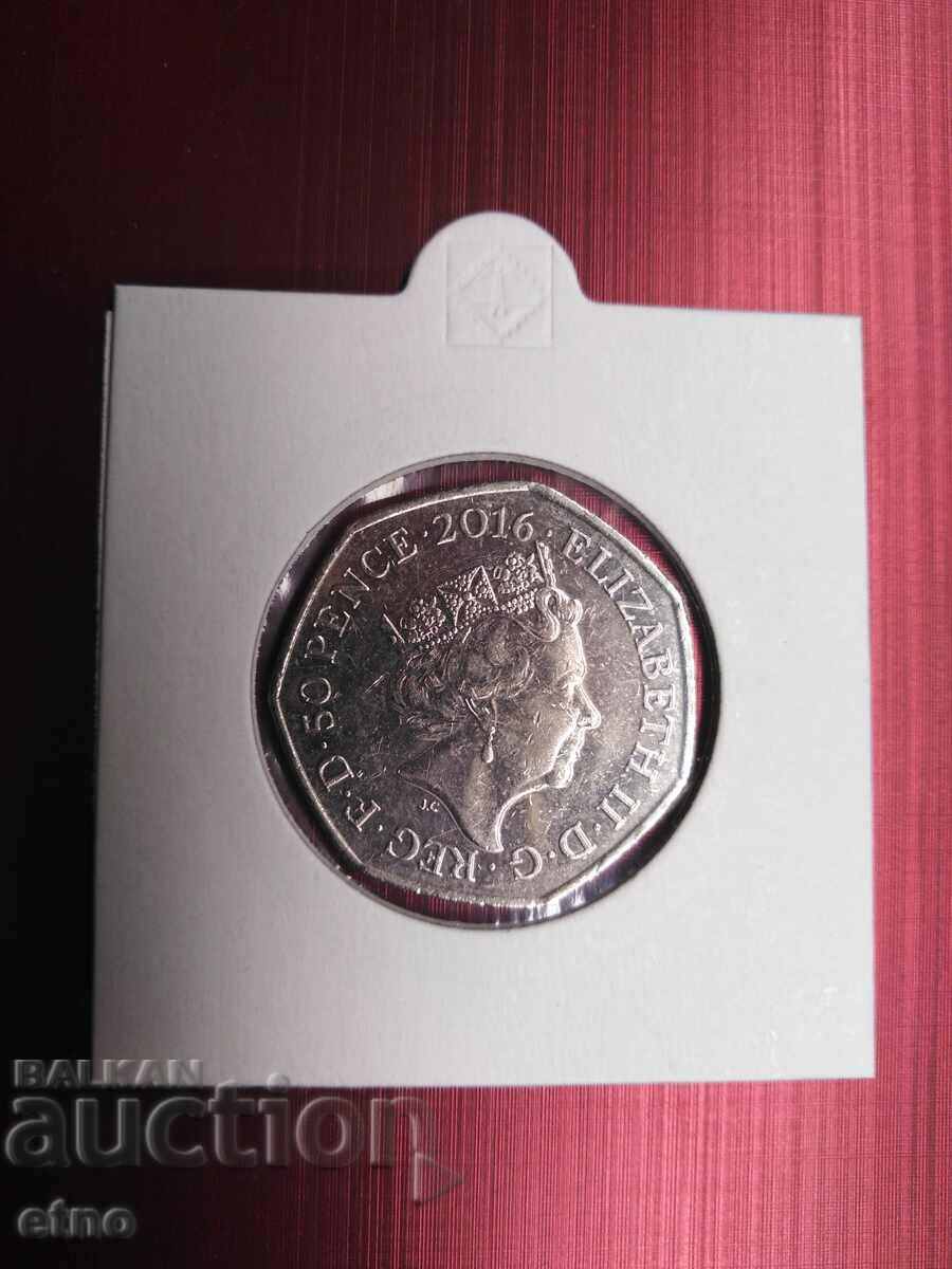 50 pence 2016 Great Britain, England with price 7.00 BGN | € 3.58