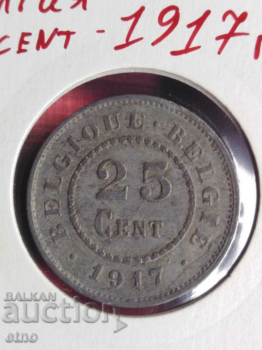 25 cents 1917 BELGIUM ZINC