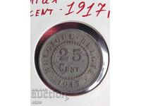 25 cents 1917 BELGIUM ZINC