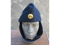 Българска морска военна зимна вълнена шапка кепе с кокарда