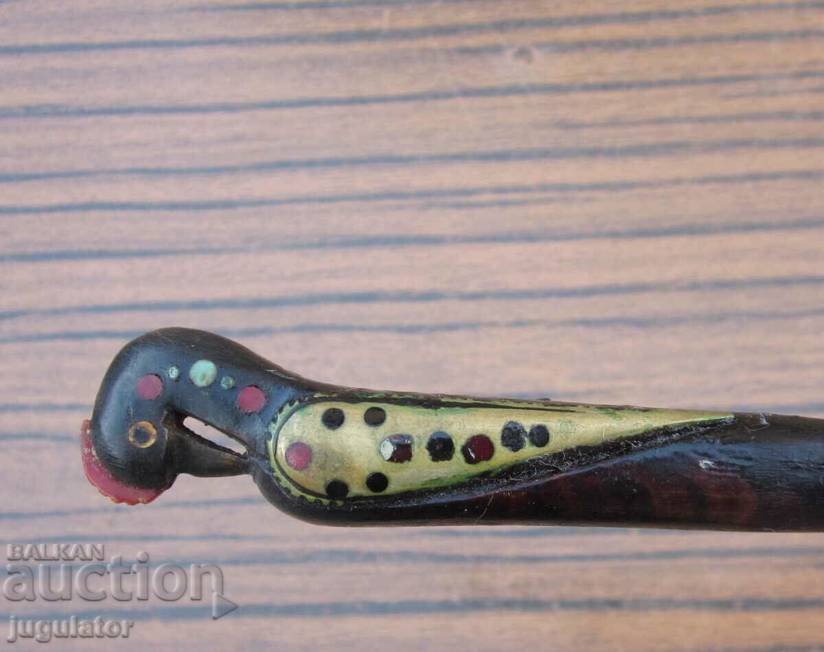 Auction antique bronze bird opener with bone handle Auction antique bronze bird opener with bone handle