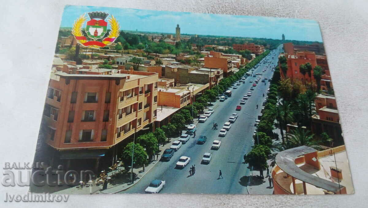 Carte poștală Marrakesh Avenue de Mohamed V 1974