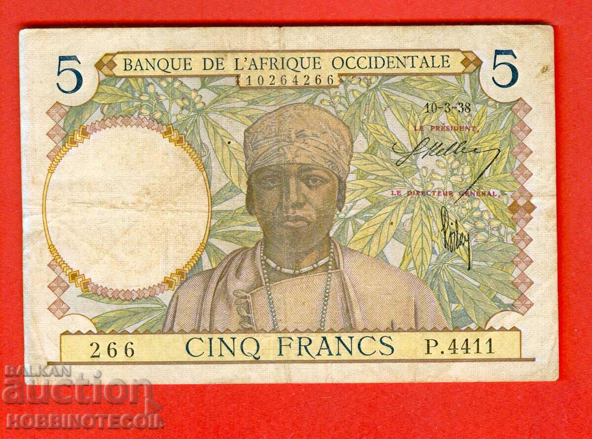 WEST AFRICA 5 Franca issue 1938