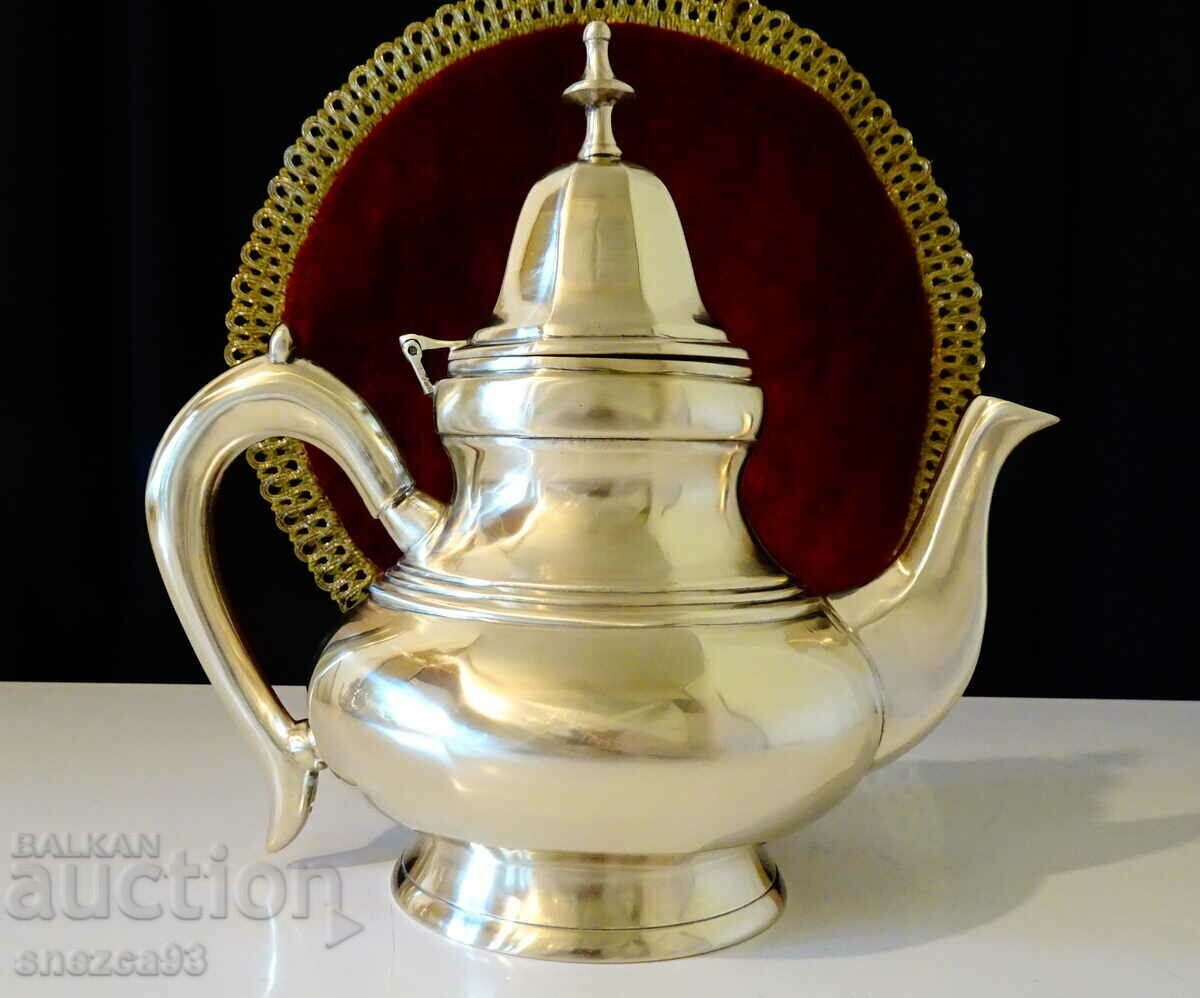 Jug, teapot 1 kg., Nickel silver, marked.