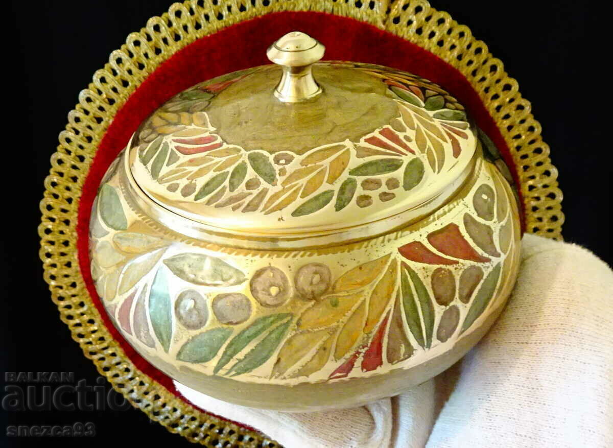 Bronze jewelry box, sugar bowl, cloisonné enamel - 6 Bronze jewelry box, sugar bowl, cloisonné enamel - 6