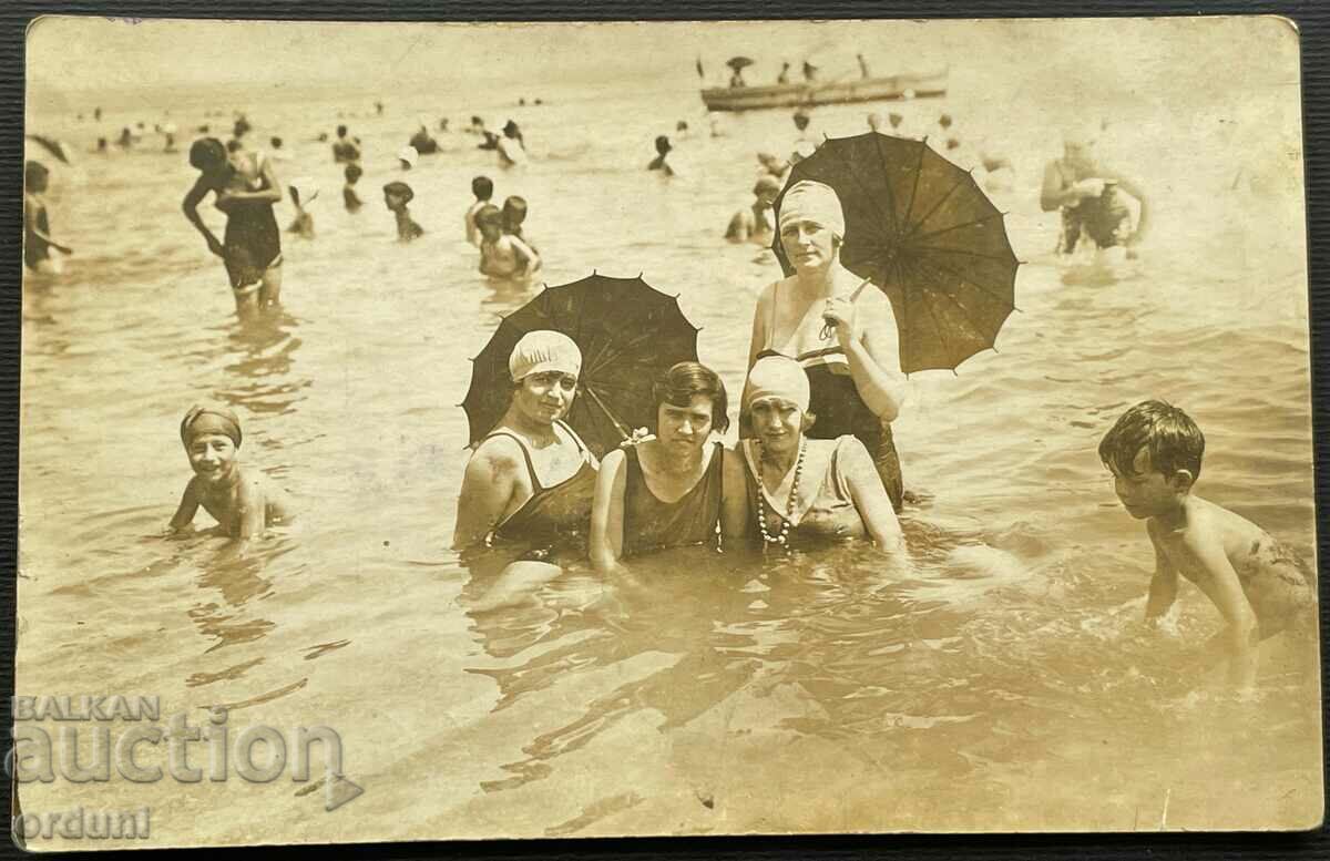 2398 Kingdom of Bulgaria ladies in swimsuits and umbrellas sea 1925