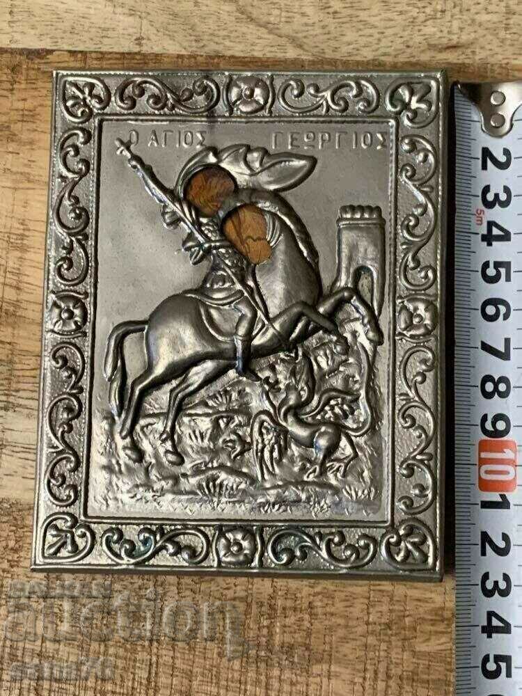 Ancient Greek silver-plated icon - St. George with price 29.00 BGN | € 14.83 Ancient Greek silver-plated icon - St. George with price 29.00 BGN | € 14.83
