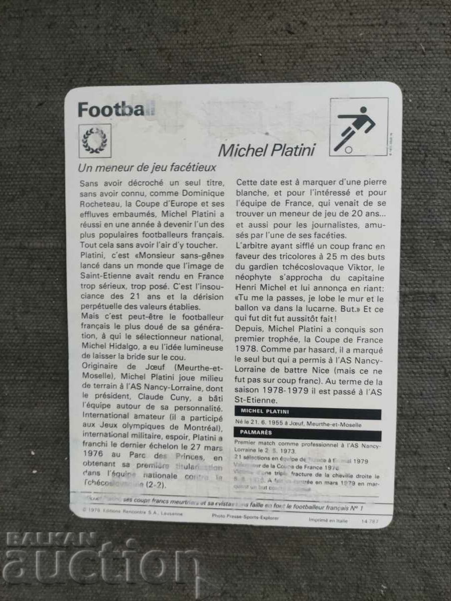 Michel Platini Card Editions Rencontre MICHEL PLATINI