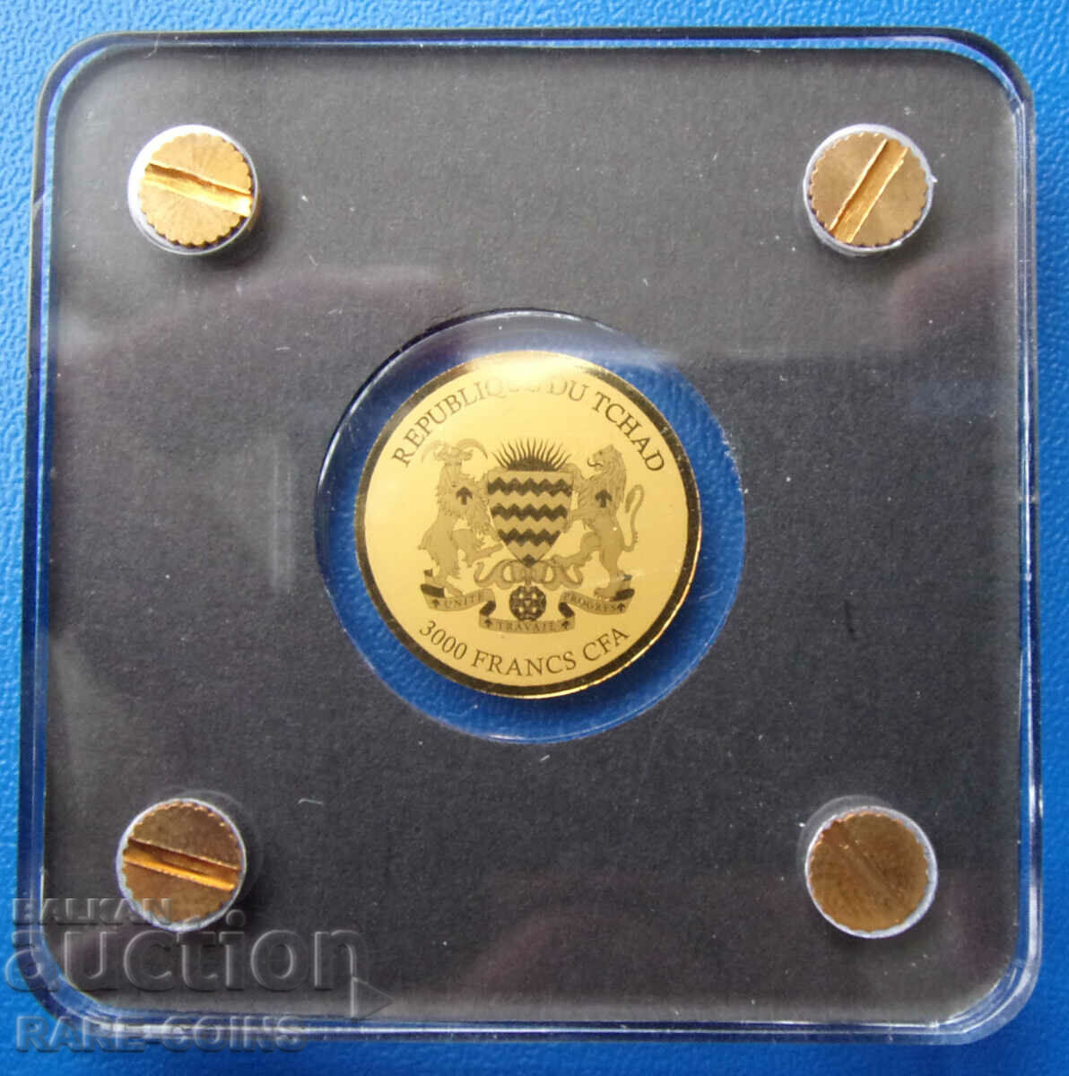 Licitație Ciad-3000 franc-aur-999 eșantion-certificat UNC PROOF Rar