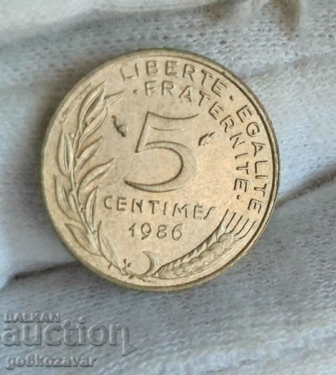 France 5 centimes 1986 with price 0.40 BGN | € 0.20