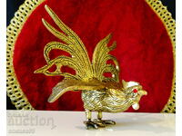Bronze statuette Rooster with ruby.