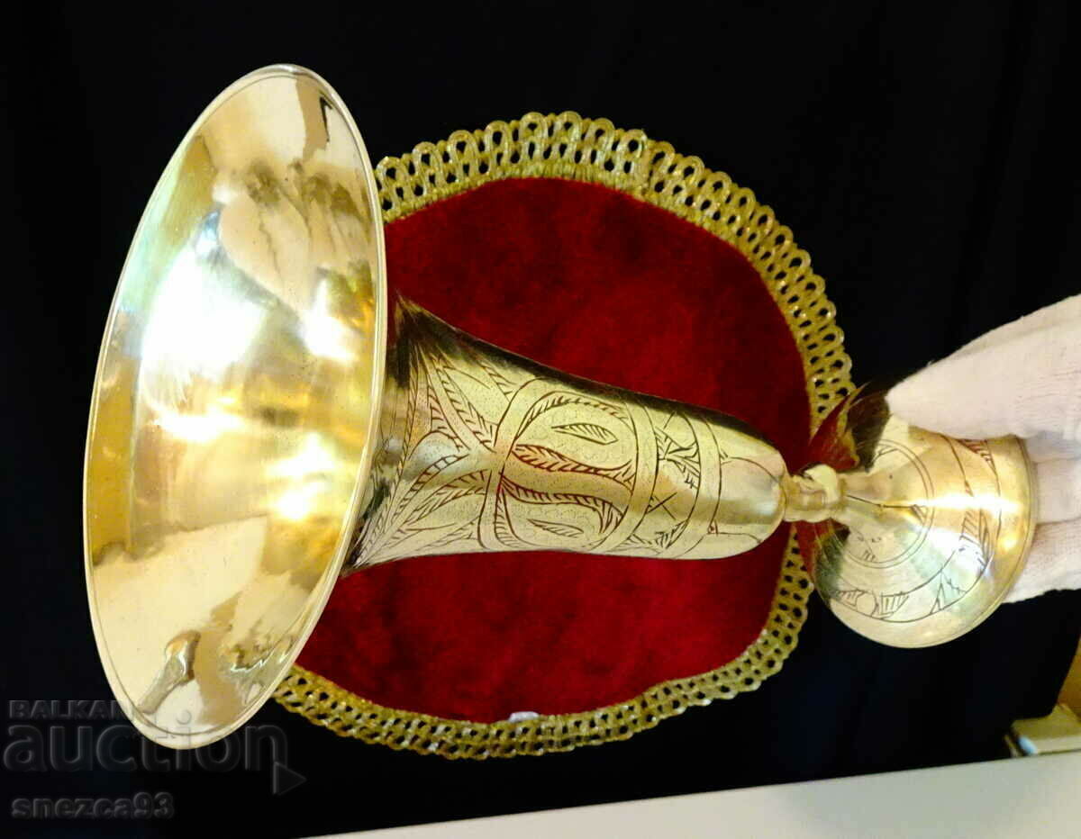 Auction Bronze goblet, horn wine taster, cellular enamel, 500 gr Auction Bronze goblet, horn wine taster, cellular enamel, 500 gr