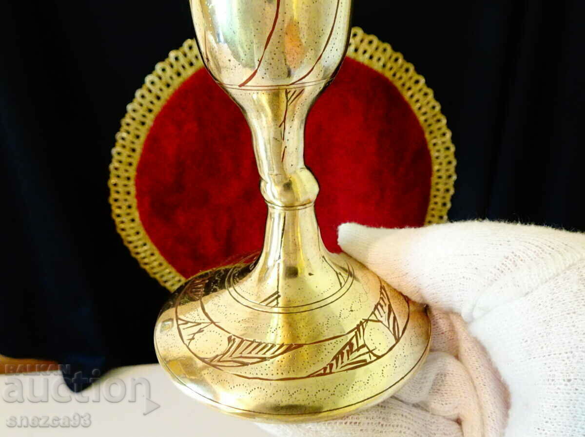 Bronze goblet, horn wine taster, cellular enamel, 500 gr - 7 Bronze goblet, horn wine taster, cellular enamel, 500 gr - 7