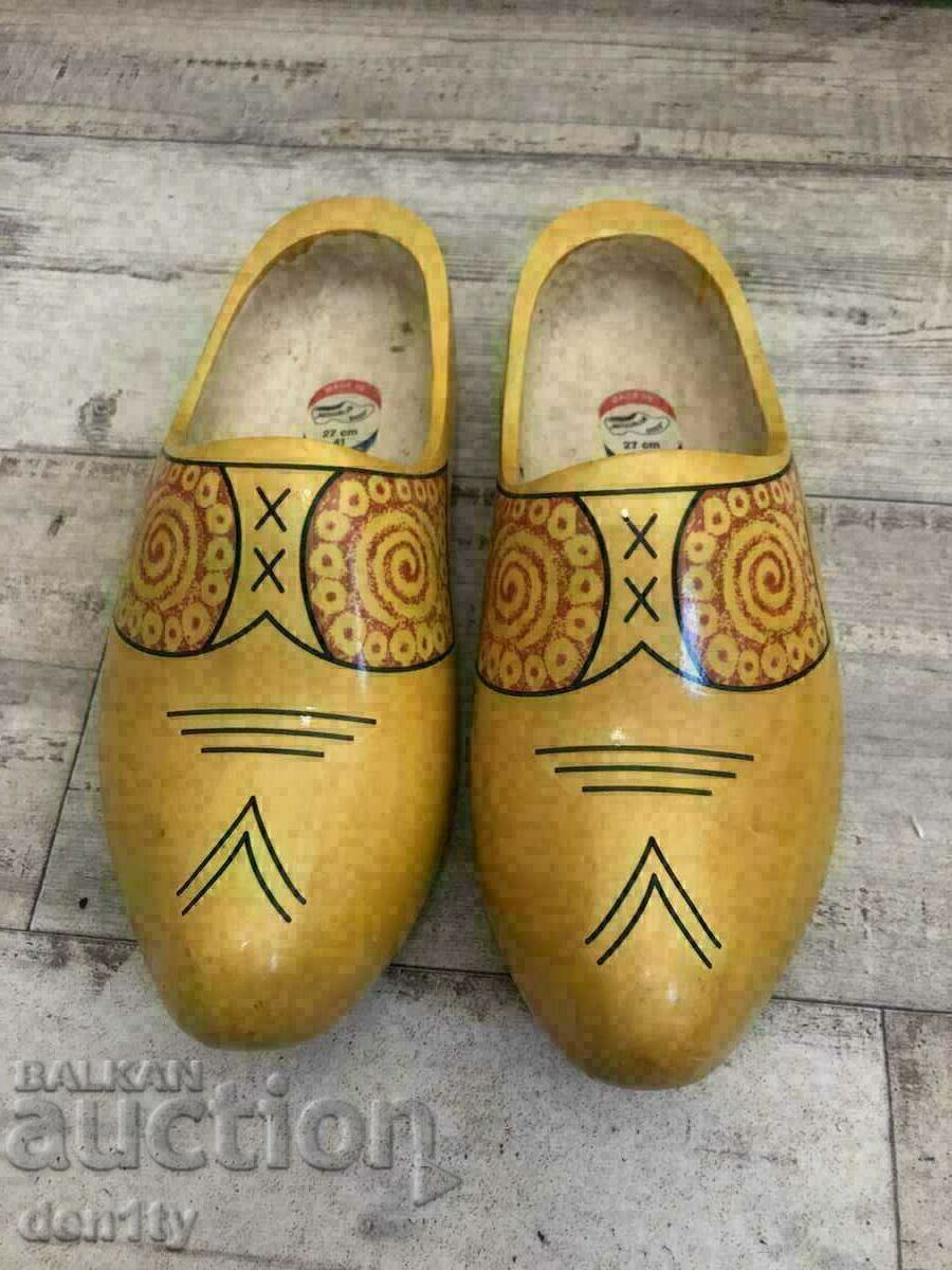 pantofi din lemn Olanda Real Dutch Klompen Yellow Marimea 41