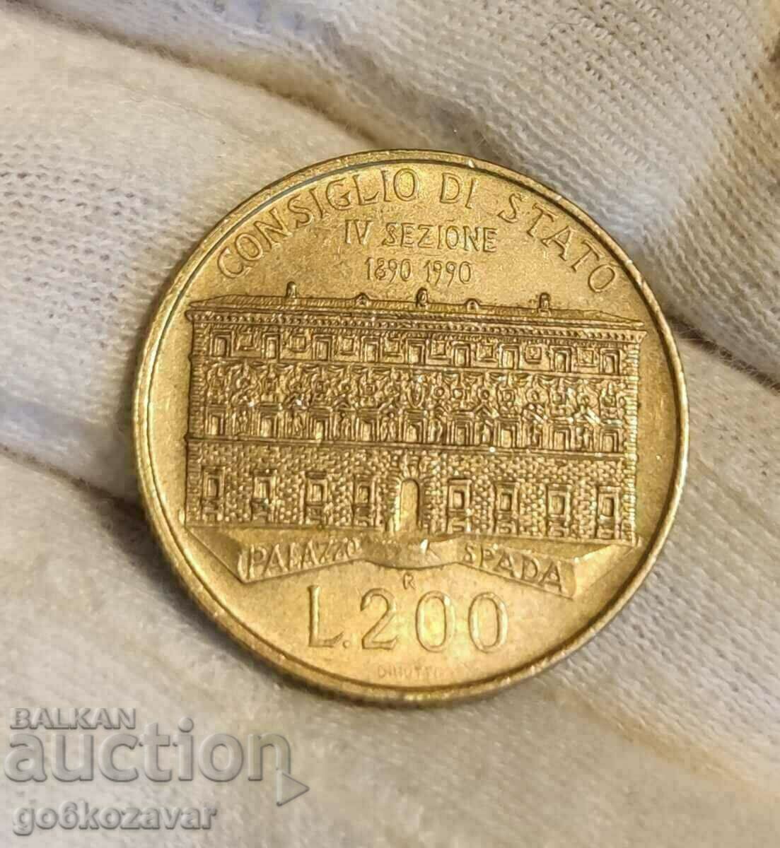Италия 200 лири 1990г