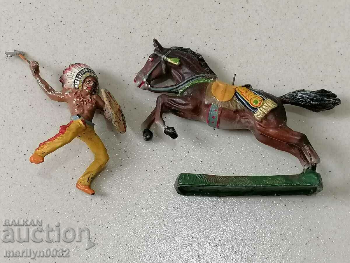Индианец с кон фигура ELASTOLIN Germany 20-30год пластика - 5 Индианец с кон фигура ELASTOLIN Germany 20-30год пластика - 5